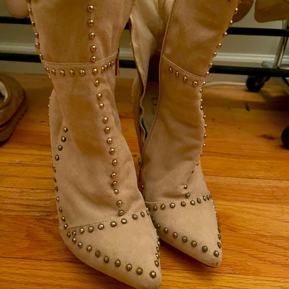 Studed heel ankle boot